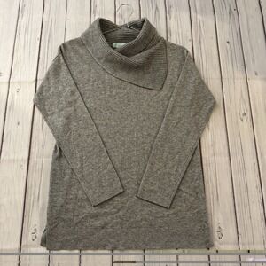 Celeste Womens Medium Wool Cashmere Sweater Gray Cowl Neck Soft Knit